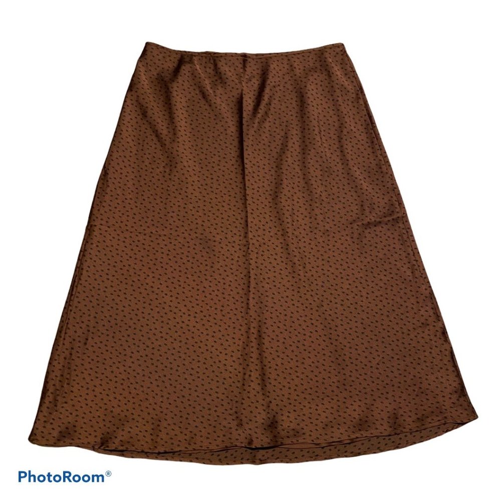 Abercrombie & Fitch Brown Polka Dot Midi Skirt